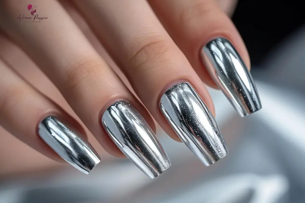 Plain Silver Chrome Nails